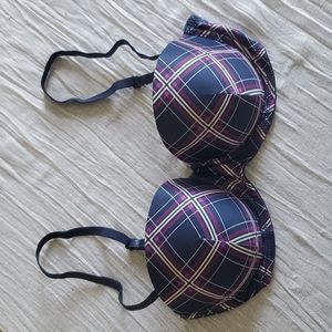 BCBC Bra Blue Plaid Lighly Padded 34C